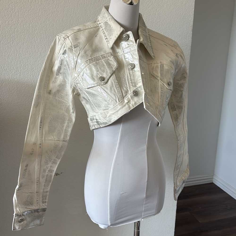 ZARA Metallic Crop Jacket - NWT - Picture 9 of 13